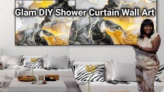 DIY Room Decor  Unique Shower Curtain Wall Art #diywallart #diy #art