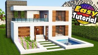 Minecraft Easy Modern House Tutorial + Interior - How to Build a House in Minecraft