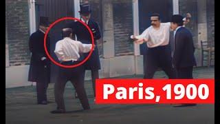 Colorized Historical Video - Fencing Duel in the Streets of Paris ca. 1900 4k upscaled