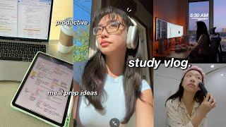 STUDY VLOG  waking up at 5AM productive days in my life skincare routine & meal prep ideas