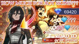 HOW MUCH DIAMONDS FOR ATTACK ON TITAN SKINS IN MLBB X ATTACK ON TITAN DRAW EVENT  MLBB