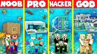 Minecraft Battle UNDERWATER BASE HOUSE BUILD CHALLENGE - NOOB vs PRO vs HACKER vs GOD  Animation