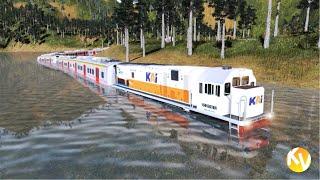 Kereta Api Berenang-renang Ketepian   Trainz Simulator Indonesia