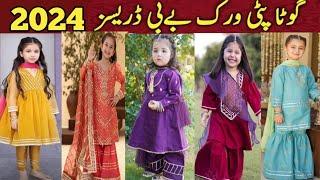 Latest 2024 Gota patti dress designs for baby girls  Little girls Gota kinari dresses for Eid