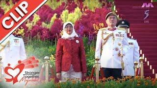 Arrival of President Halimah Yacob National Anthem State Flag Flypast  National Day Parade 2022