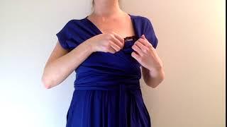 Breastfeeding access in VeNove blue wrap dress