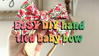 Easy DIY Handtied Bow on Nylon Band for Baby Girl  Small Business  How to make Baby Bow