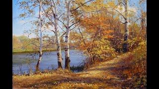 Simple autumn landscape with birches for beginnershow to draw birches in autumn #painting