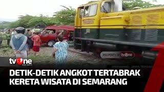 Nekat Terobos Perlintasan Angkot Tertabrak Kereta Wisata di Semarang  Kabar Siang tvOne