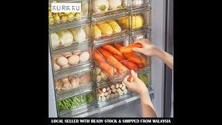 Transparent Stackable Refrigerator Pull Out Drawer Freezer Food Storage Bin Organizer