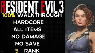 Resident Evil 3 Remake - 100% Walkthrough - Hardcore - No Damage - No Save - S Rank