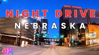 Drive Tour 4K  Council Bluffs Iowa to Omaha Nebraska  4k Highway Road Tour Night Drive 2024