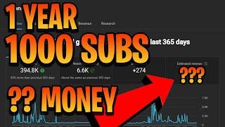 How Much Money I Earned With 1000 Subscribers In 1 Year On Youtube