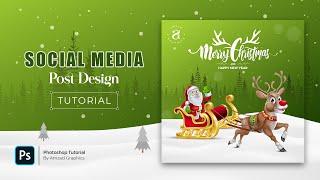 Merry Christmas Social Media Post Design in Photoshop  Photoshop Tutorial