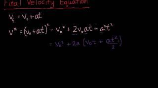 Physics 18. Final Velocity Equation