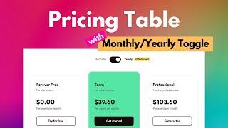 Create a Pricing Table with MonthlyYearly Toggle Switch in WordPress using Elementor