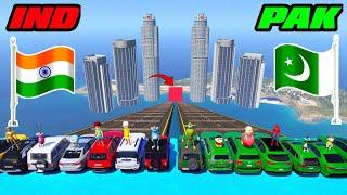 INDIA VS PAKISTAN  GTA 5 INDIAN CARS VS PAKISTAN CARS LONG JUMPING CHALLENGE  Gta 5 Shinchan