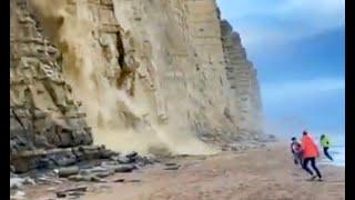 Terrifying cliff collapse - Running from 400 tonnes of falling rocks