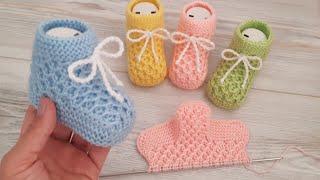 İki Şişle Krokodil Desen Bebek Patiği Çorabı  Knitting Baby Socks Booties DIY Pattern Design