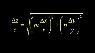 Error propagation formulas + error propagation examples with addition multiplication exponents.