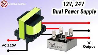 how to make Dual Power Supply AC To DC 12 volt 24 volt