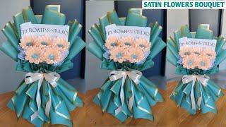 Satin ribbon flowers bouquet wrapping tutorials #satinflower #ribbonflowers #satinribboncrafts