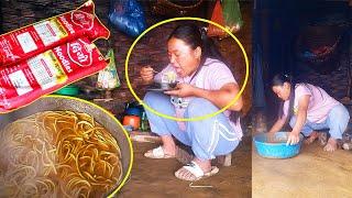 Jina having Soup noodles II Jina Smearing floor with Cow dung@Sanjipjina