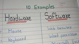 Hardware 10 Hardware Software 10 Examples of Hardware and Software