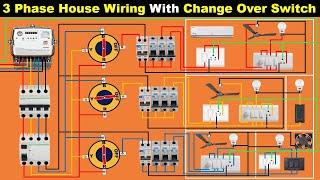 Three Phase House wiring with Change Over Switch  complete house wiring  Electrical Technician