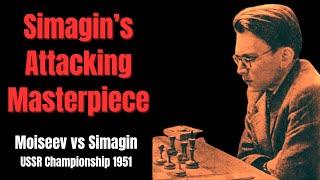 Attack and Sacrifices in Kings Indian Defense. Moiseev vs Simagin