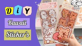 How to make kawaii sticker Diy handmade sticker at home easy to make paper craft Journal sticker