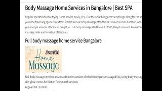 Body Massage Home Service Bangalore  Best SPA