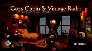 Cozy Sleep Sounds ⨀ Crackling Fire Blizzard Ambience and a Background Vintage Radio Program