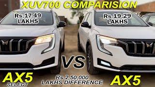 2024 XUV700 AX5 SELECT VS AX5  DIFFERENCES IN AX5 VS AX5 SELECT  LATEST XUV700 AX5 SELECT VS AX5