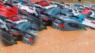 Worst flood in France 1000 cars floating heavy rains in Craon Mayenne