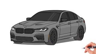 How to draw a BMW M5 F90 2021  drawing bmw m5 competition 2022 car