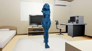Kiana Kaslana encased in blue latex 2 blender animation