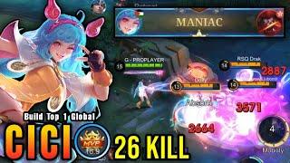 26 Kills + MANIAC Offlane Monster Cici Brutal Damage Build - Build Top 1 Global Cici  MLBB