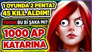 1000 AP KATARINA JUNGLE MEVLANA GİBİ DÖNÜP PENTA ATTIM 45 KILL KATARINA JUNGLE