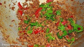 วิธีทำผัดกะเพราเนื้อสับ เผ็ดอร่อยได้ง่ายๆ Thai Basil Beef recipe