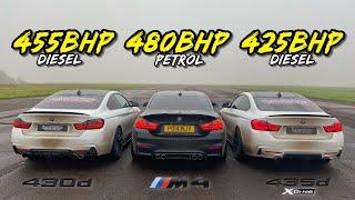 PETROL vs DIESEL.. 425HP 435D X DRIVE vs 480HP M4 vs 455HP 430D