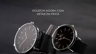 Relógio Saint Germain Preto Minimalista Preto Houston Full Black 40mm Relógio Masculino e Feminino