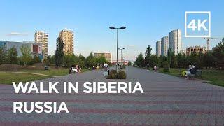 Walking tour around Sovetskiy District of Krasnoyarsk city Siberia Russia 4k