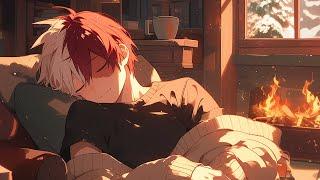 Sleeping Night w TODOROKI SHOTO Snowstorm Fireplace & Tea  MY HERO ACADEMIA ASMR  NijiSounds 