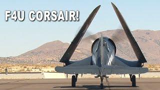 F4U CORSAIR Startup Wings Down & Takeoff. Spectacular Sound