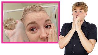 Hairdresser Reacts To Bleaching Hair Till It Falls Out