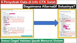 6 Penyebab & SOLUSI Data di Info GTK Salah sehingga GAGAL Verval Ijazah di Info GTK 2023  Terapkan