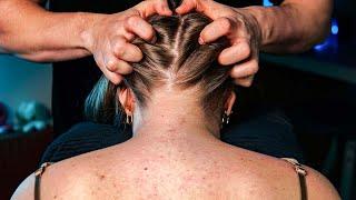 ASMR NAPE FOCUS - Scratching Nape of the Neck UP THE SCALP w Upper Back No Talking