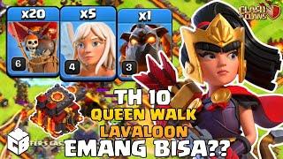 Bisa Ngga Sih TH 10 Main Queen Walk Lavaloon  Queen Walk + Laloon TH 10  Clash of Clans