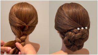 ถักเปีย เกล้าผมออกงานง่ายๆ  Simple low bun hairstyle for wedding  bridal hairstyle for long hair